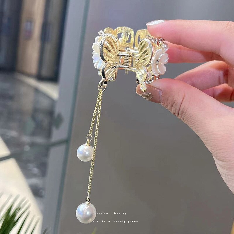 Royal Rhinestone Pearl Ponytail Clip