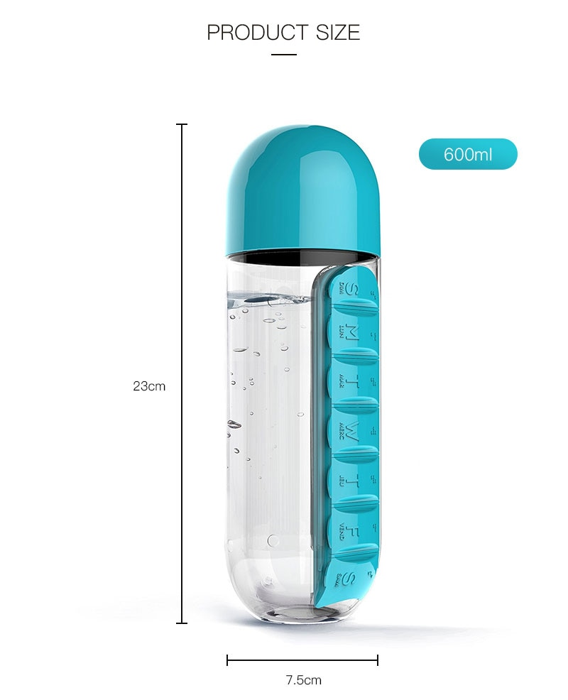 Water Bottle Daily Pill Organizer