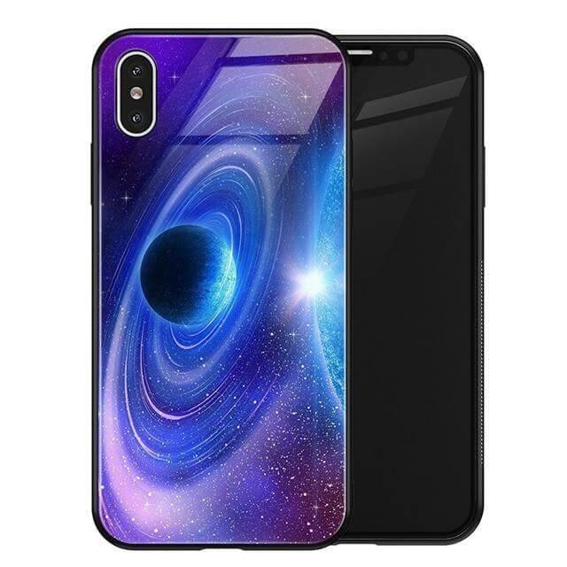 Luxury Space Silicone Glass Anti Slip Iphone Cases