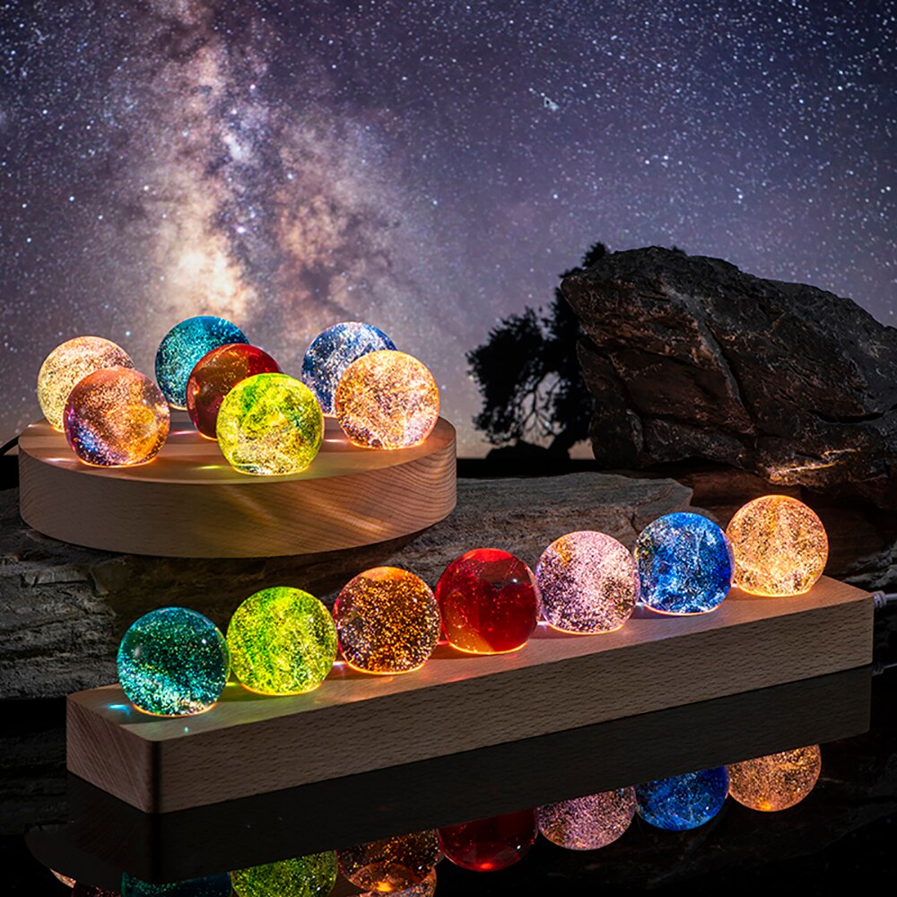 Colorful Luminous Galaxy Crystal Table Set