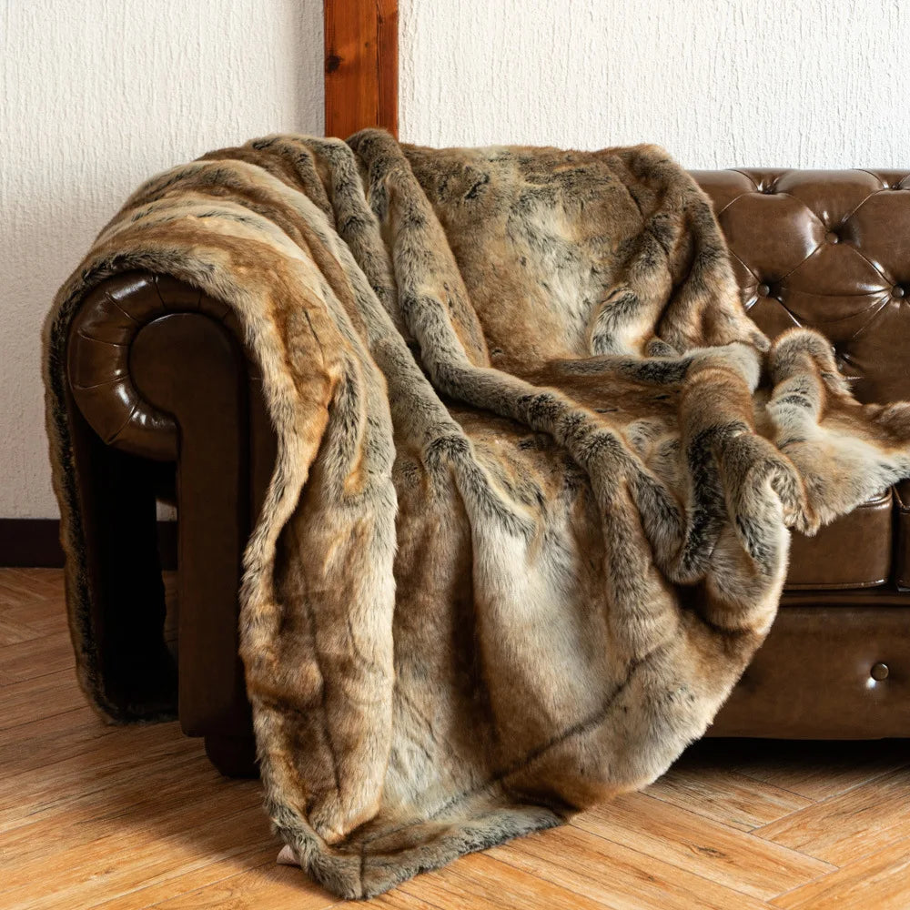 Cozy Couture Deluxe Faux Fur Sofa Blanket