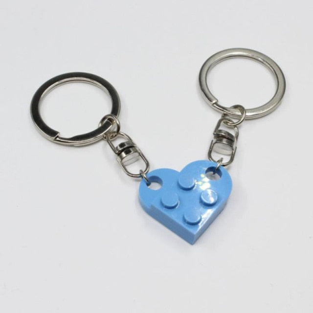 Couples Love Toy Brick Heart Keychain