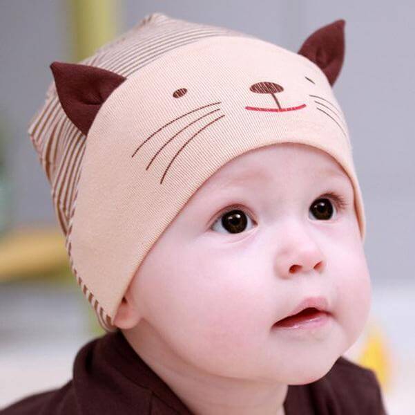 DreamShining Cotton Baby Hat Lovely Cat Stripe for babies