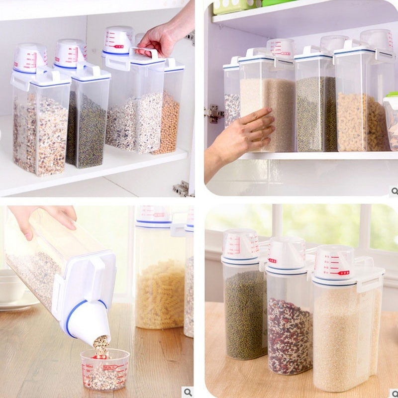 Measuring Cup Lid Cereal Grain Storage Dispenser