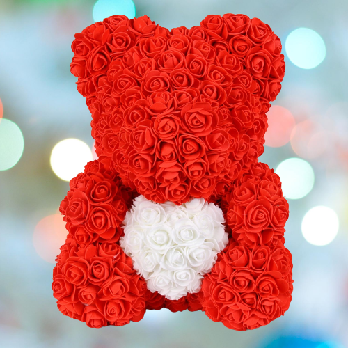 Artificial Rose Flowers Teddy Bear