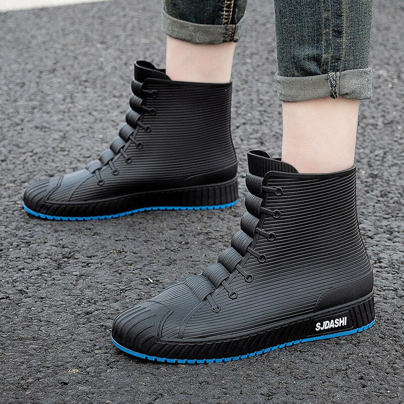 Rain Rider Slip-On Rubber Stylish Waterproof Boots