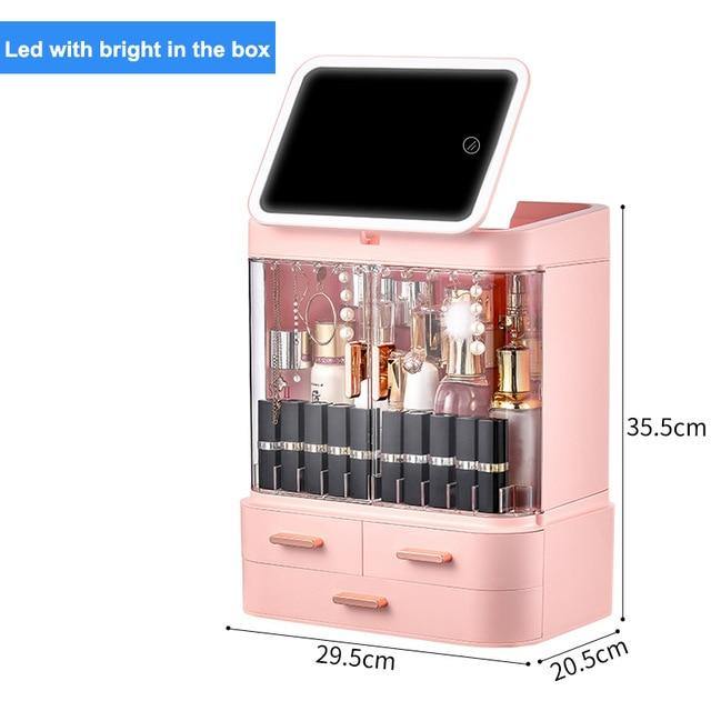 Cosmetic Make-up Jewelry Organizer with Led Lighted Mirror