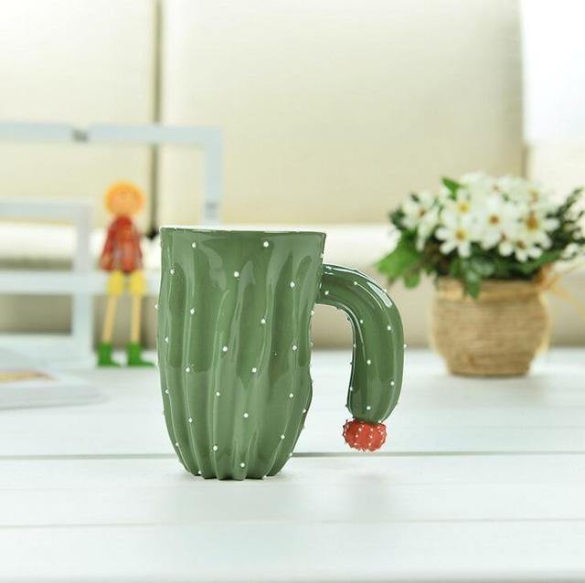 3D Cactus Style Ceramic Coffee Mugs