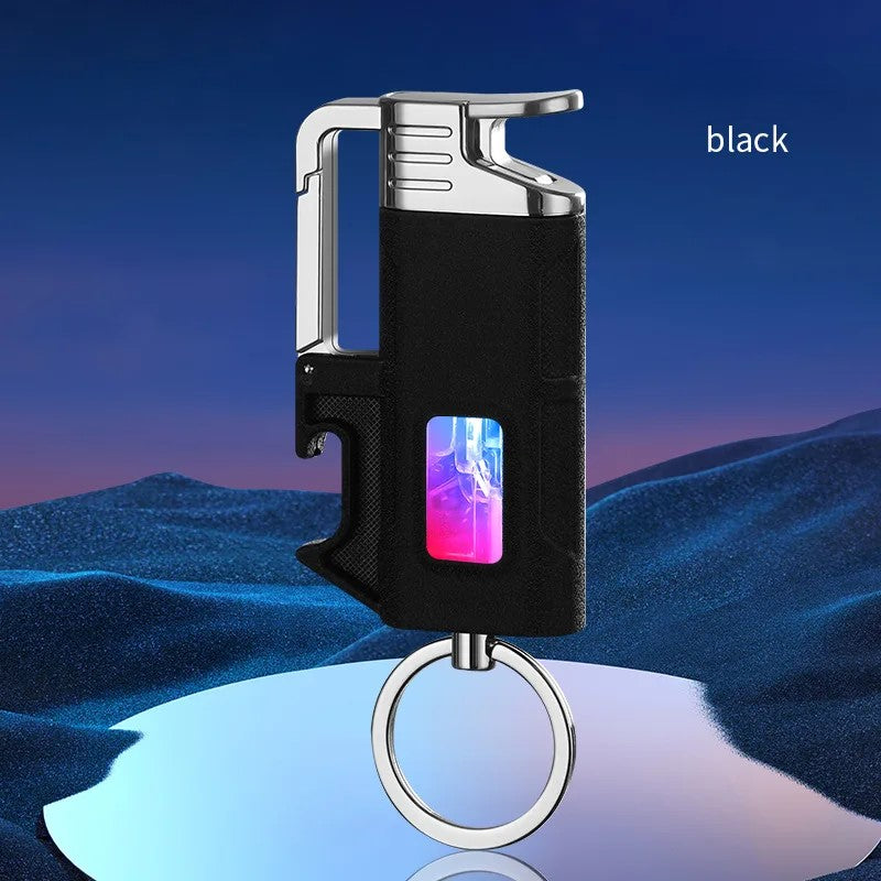 Modern Windproof Metal  Bottle Opener Keychain Lighter