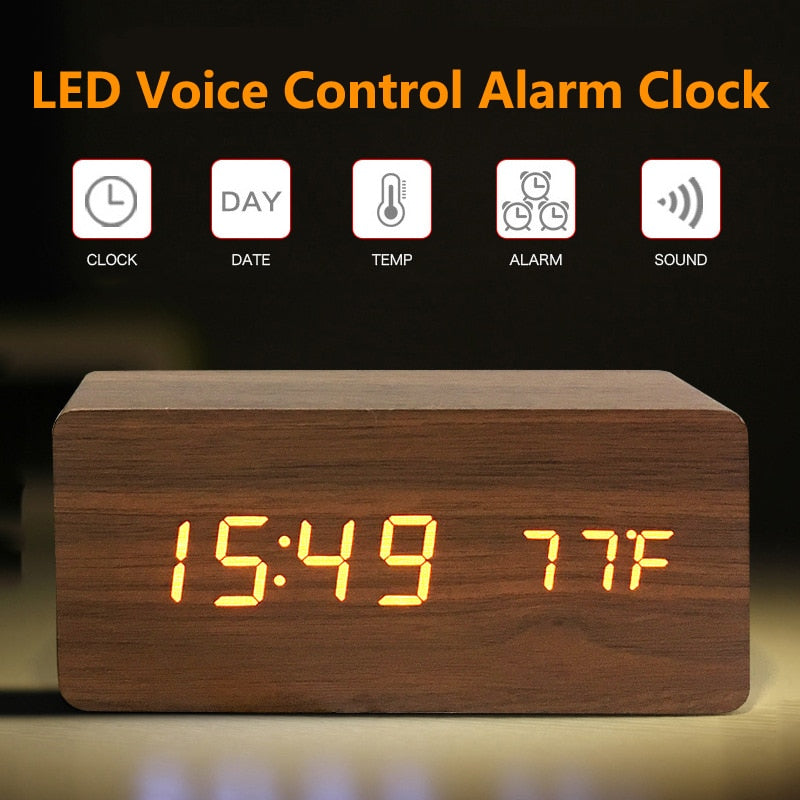 Nordic Digital Led Voice Control Alarm Clock