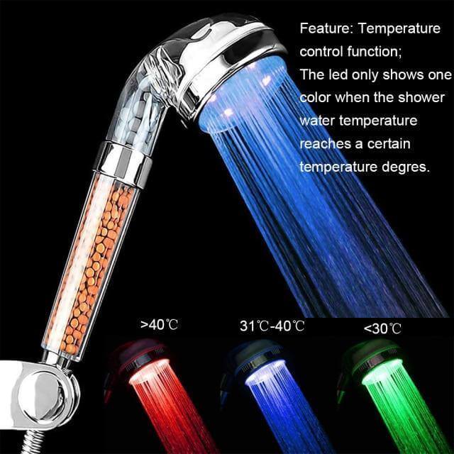 Colorful Rainfall High Pressure Negative Ion Led Shower Head