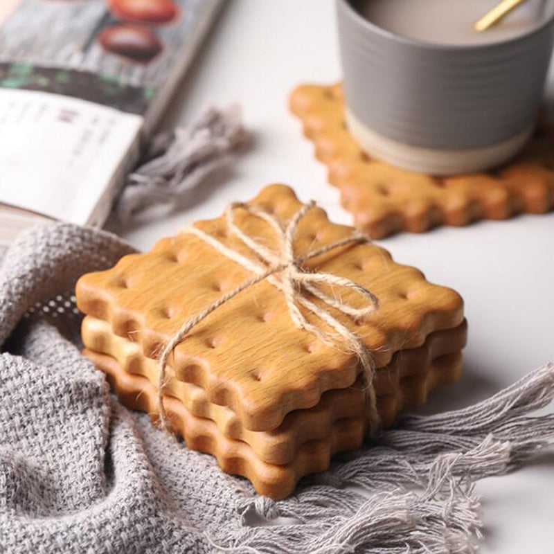 Biscuit Shape Wooden Coaster Placemat