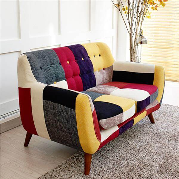 Contemporary Colorful Cute Modern Double Sofa Couch