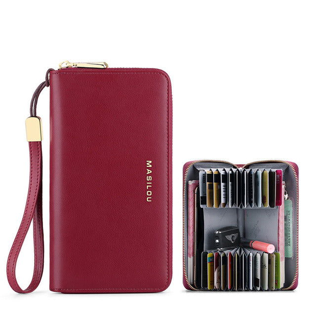 RFID Blocking Large Leather Women Wallet