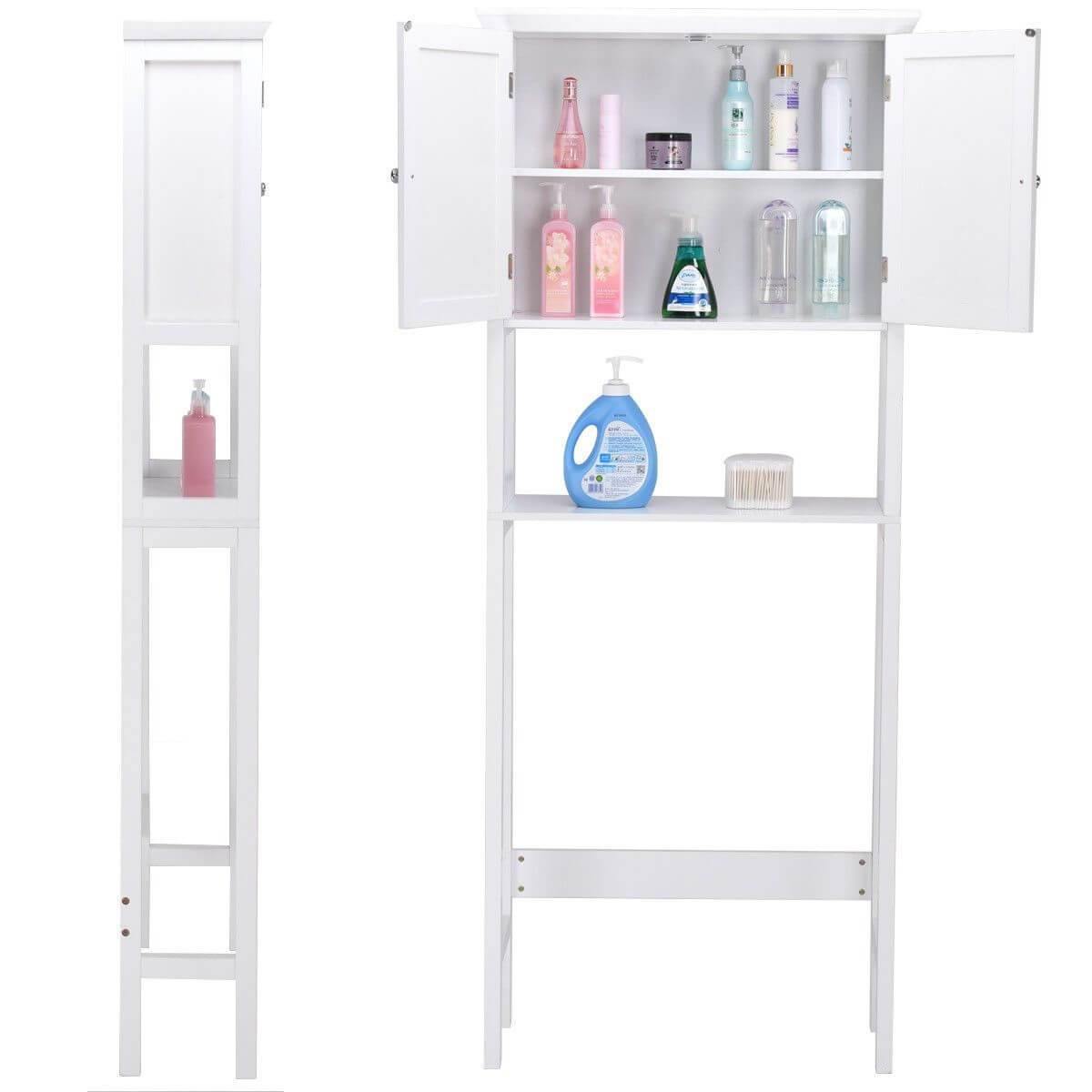 Toilet Storage Space Saver Towel Rack Shelf Modern Bathroom Cabinet Home