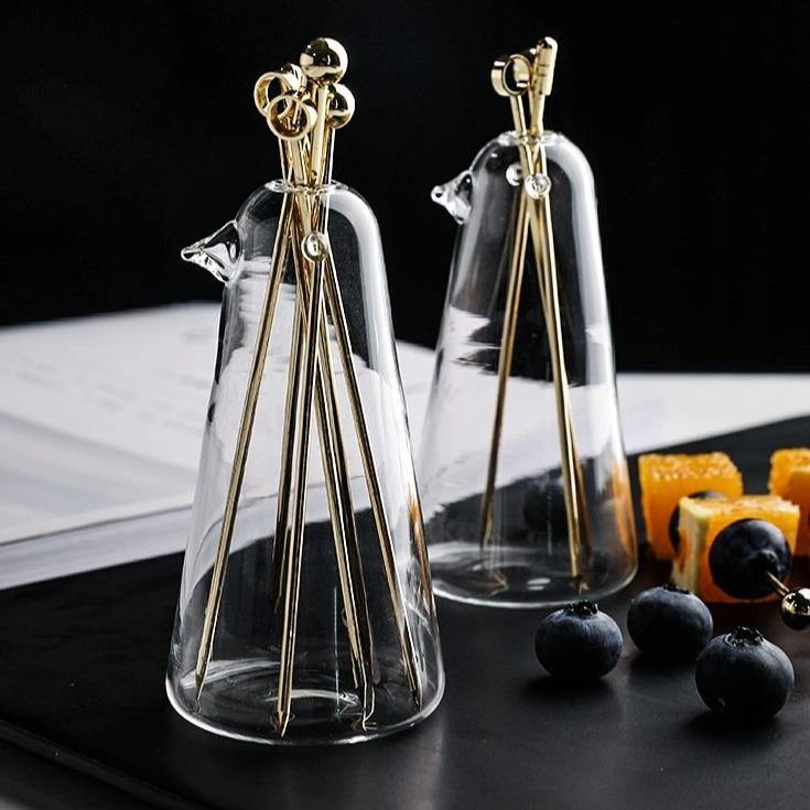 Elegant Stainless Steel Fruit Fork Jar