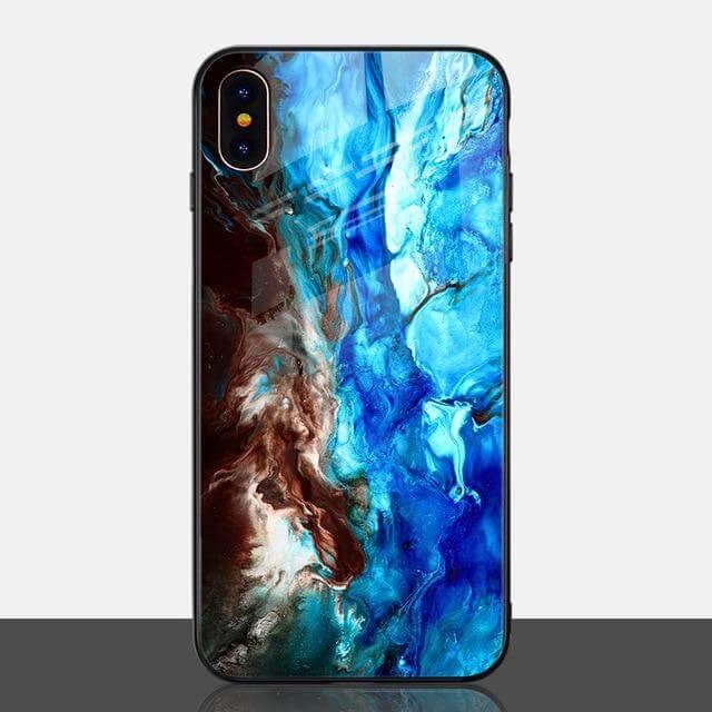 Luxury Marble Glass Agate Soft Edge Iphone Cases