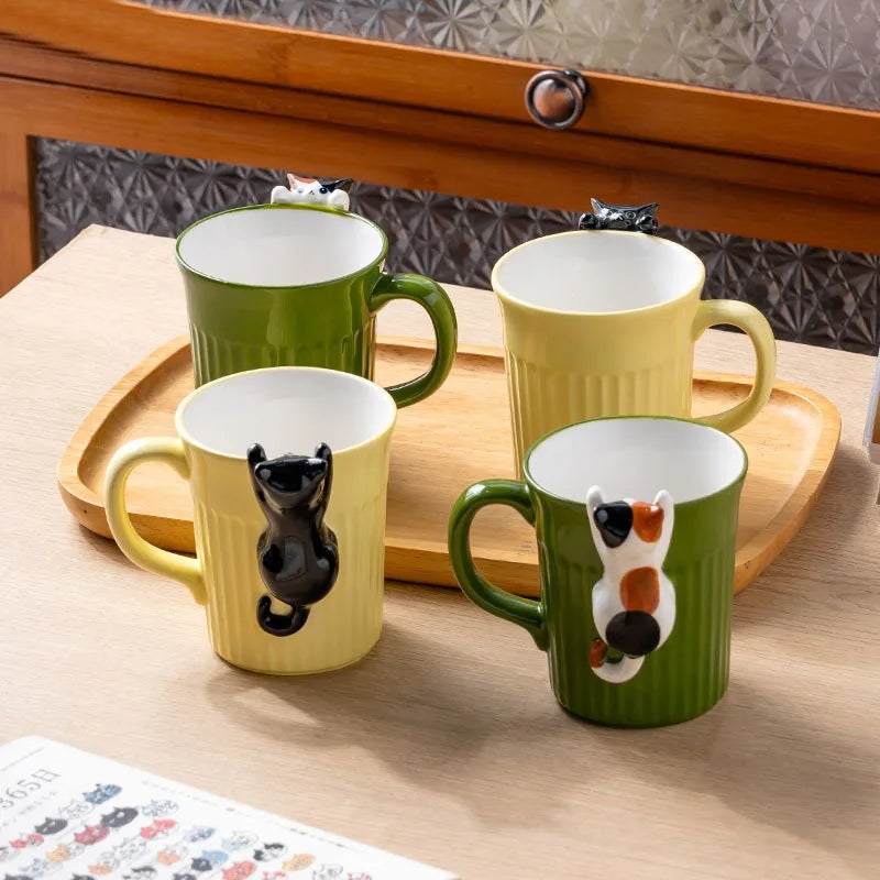 Cute Climbing Cat Ceramic Mug