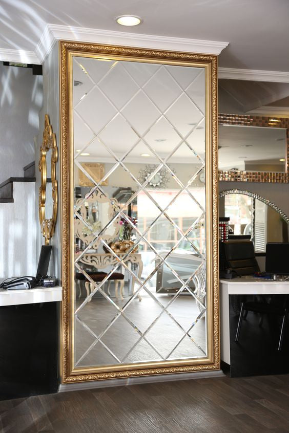 Customized Luxury Beveled Glass Mirror for entrance foyer wall