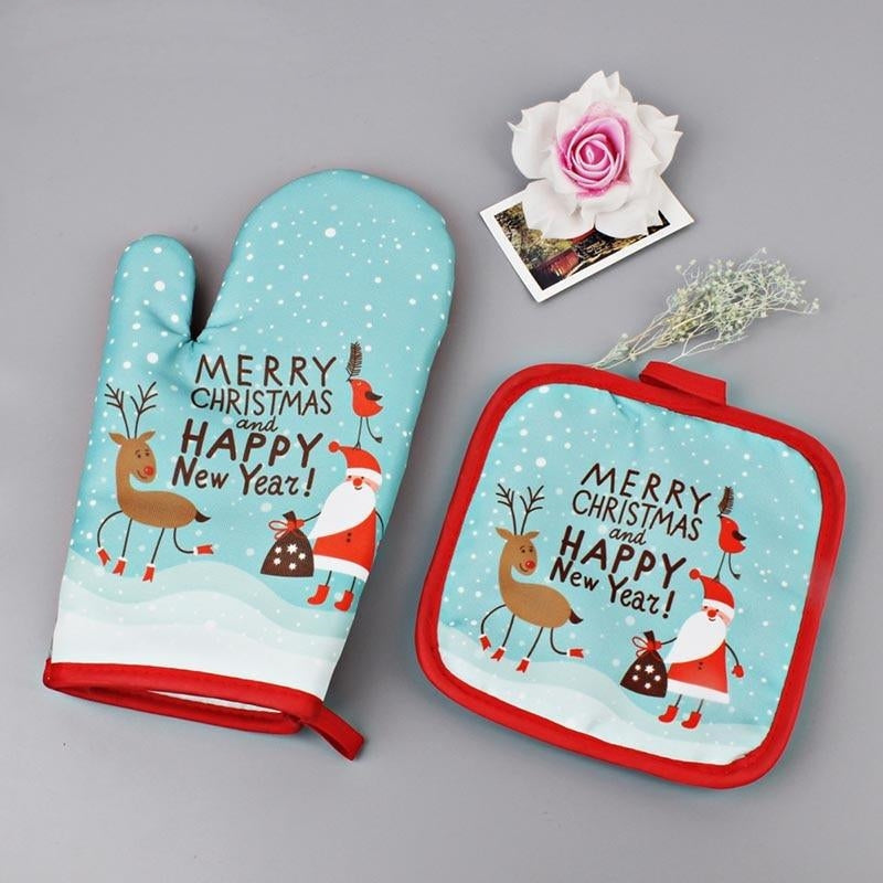 Heat Resistant Christmas Oven Mitts