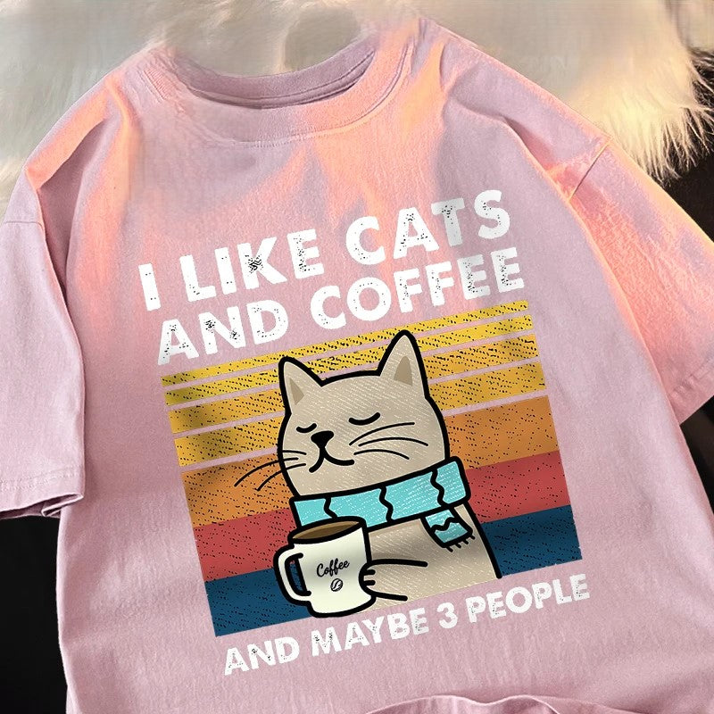 I Like Cats And Coffee And Maybe 3 People Funny T-Shirt