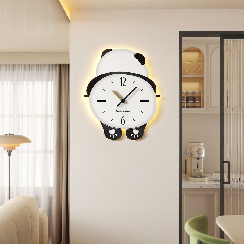 Shy Panda Creative Wall-Hanging Clock