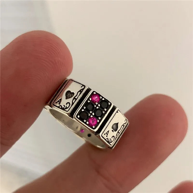 Adjustable Playing Cards Open Cuff Rings