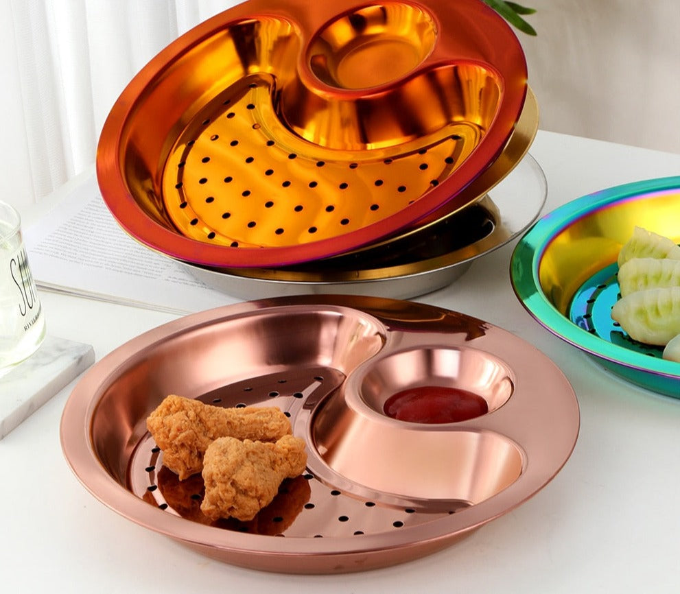 Creative Stainless Steel Double Breakfast Tray