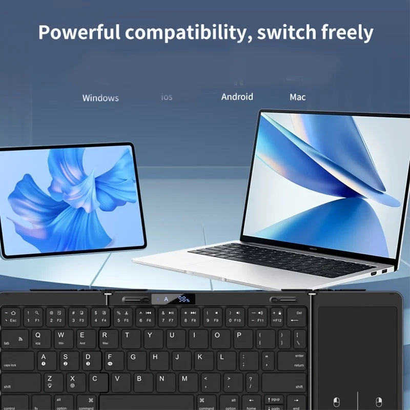 Foldable RGB Wireless Built-in Touchpad Backlit Travel Keyboard