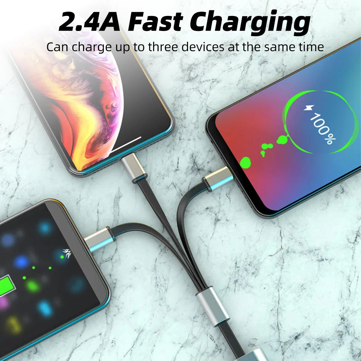 3in1 Metal Anti-Scratch Fast USB Smart Charging Cable