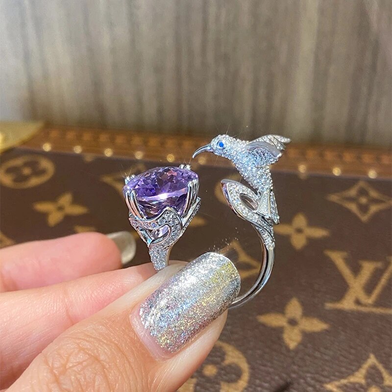 Majestic Hummingbird Gemstone Ring