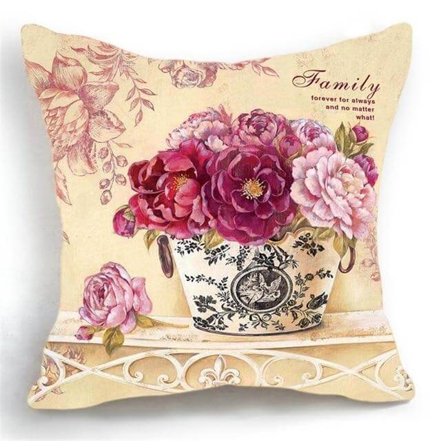 Luxury Flower Vase Cushion Cover Pillowcase