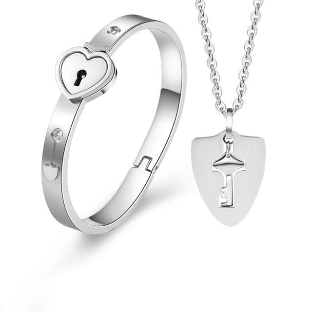 Couple Love Heart Lock Bracelet