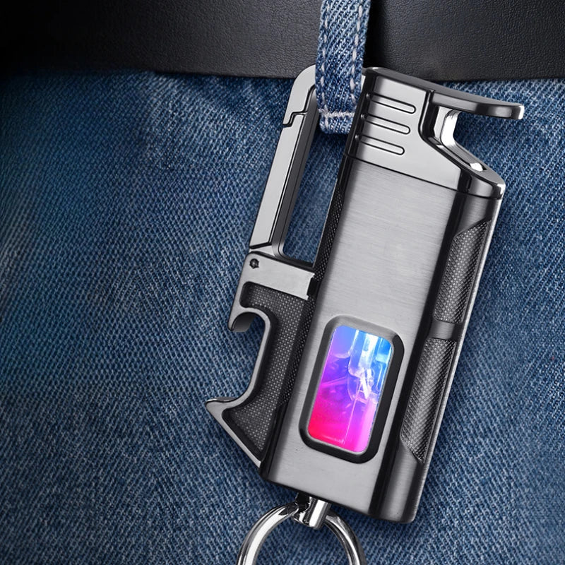 Modern Windproof Metal  Bottle Opener Keychain Lighter