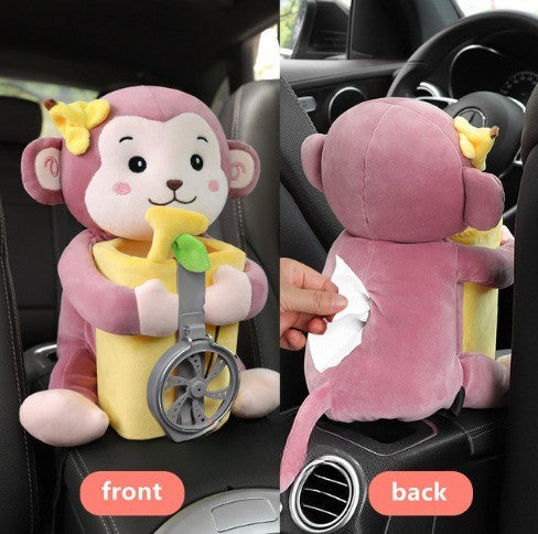 Cute Plush Animals Armrest Tissue Box