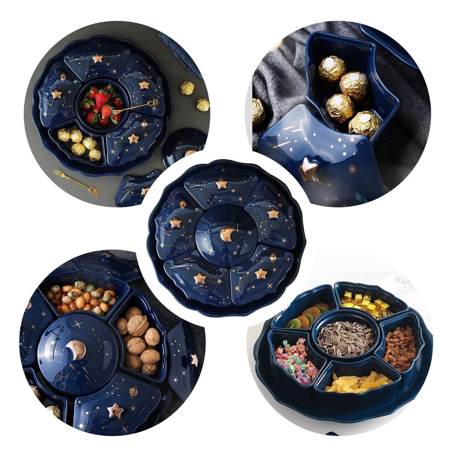 Night Sky Rotatable Ceramic Snack Plate