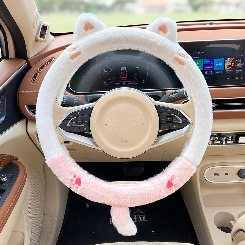 Soft Winter Animal Plush Steering Wheel Cover