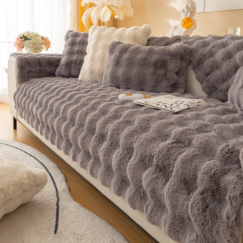 Snuggly Comfy Plush Sofa Cover