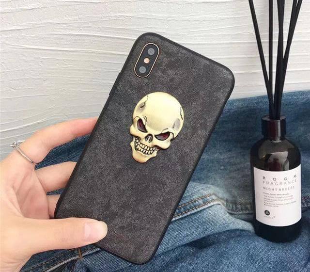 Luxury Real Leather Skull Iphone Cases