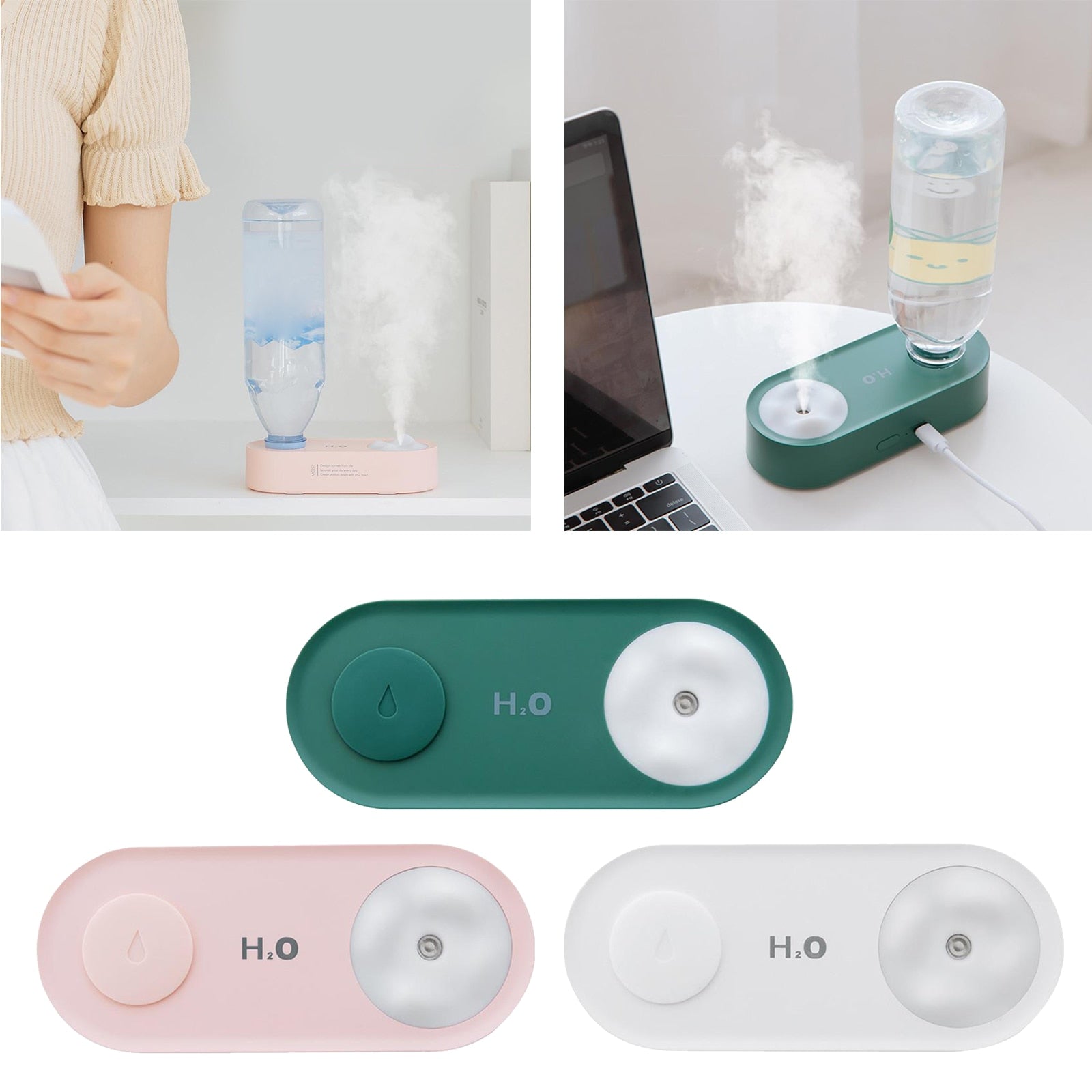 Elegant Water Bottle Humidifier Night Lamp