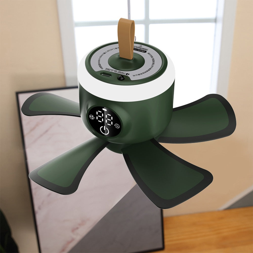 Home Cool Portable Rechargeable RC Hanging Fan Lamp