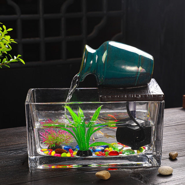 Creative Teapot Flowing Water Fish Tank