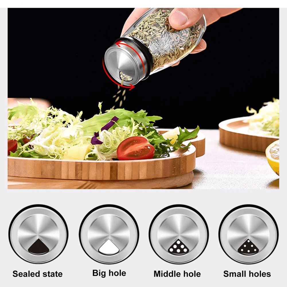 Smart Rotating Stainless Steel Glass Seasoning Set