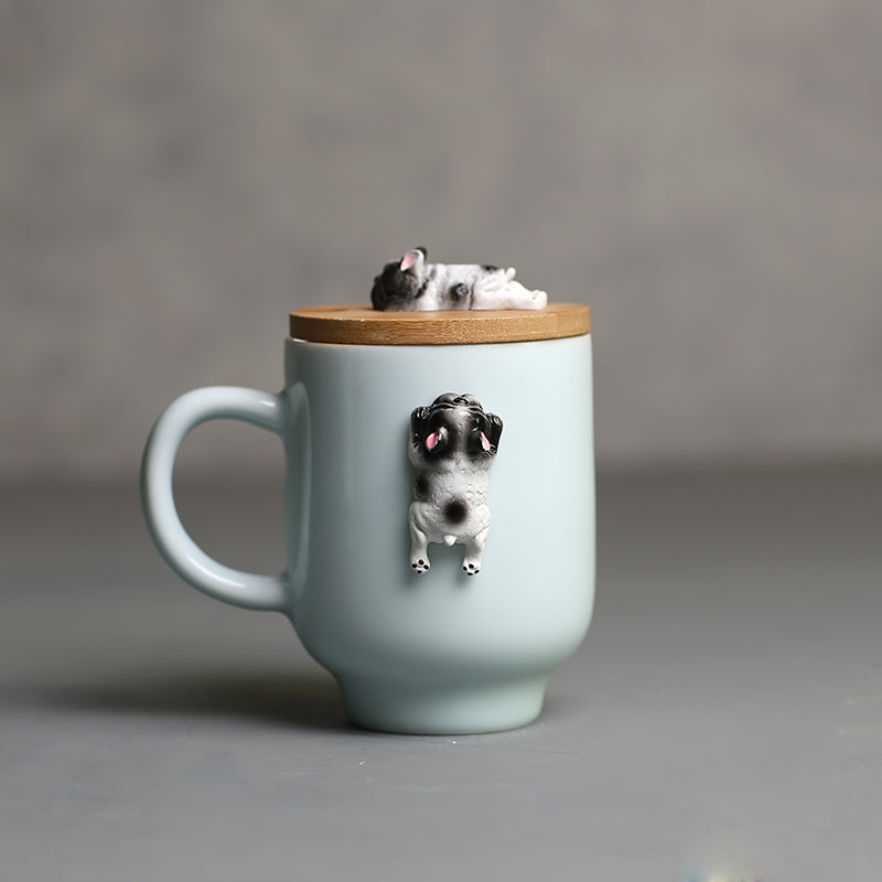 3D Climbing Bulldog Ceramic Mugs