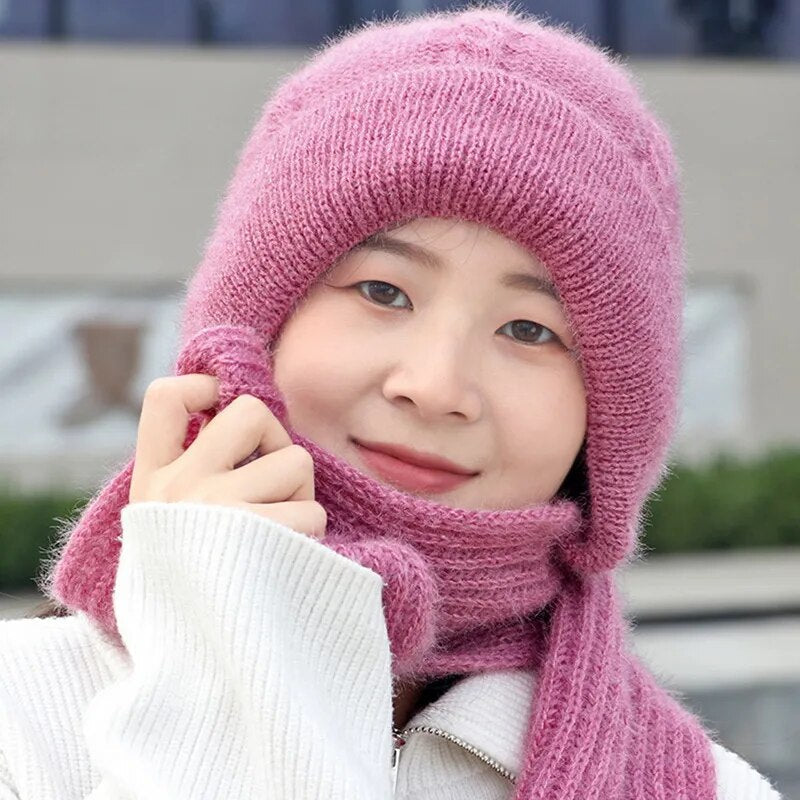 Winter Protection Plush Hat Scarf