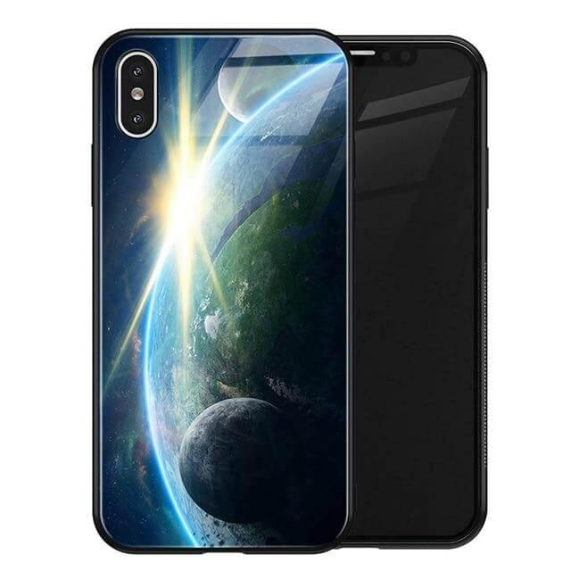 Luxury Space Silicone Glass Anti Slip Iphone Cases