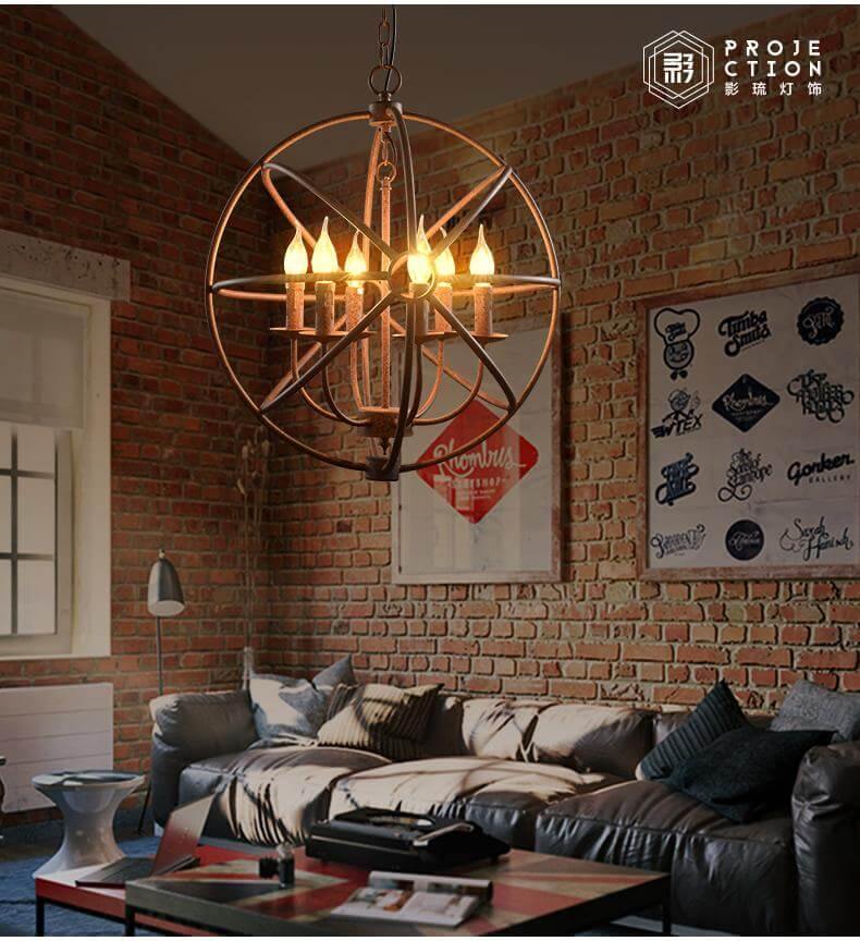 Loft Circular Globe Ball Iron Bird Cage Hanging Light Lamps