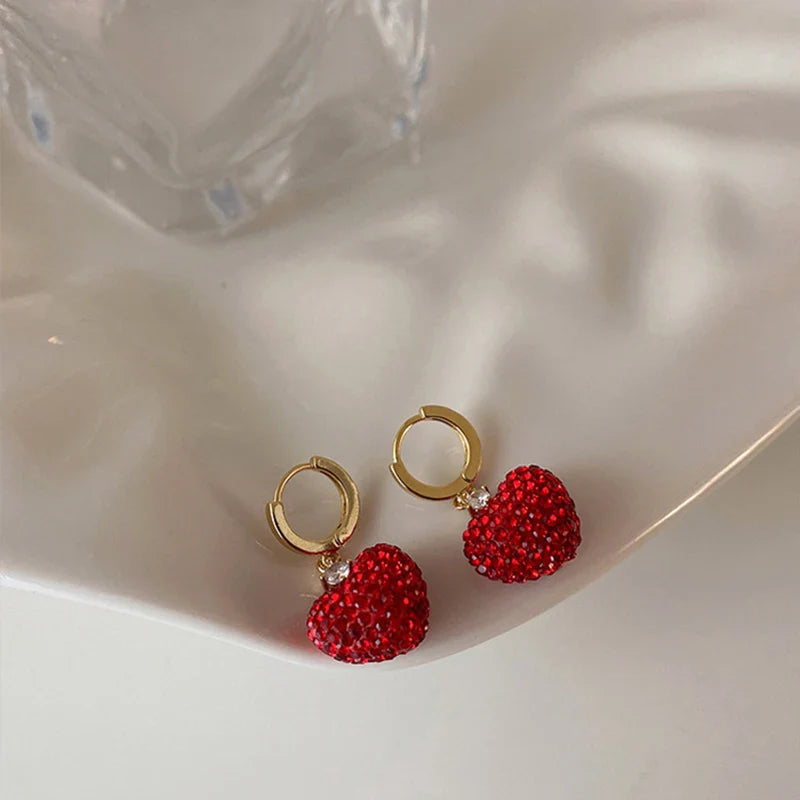 Red Romance European Style Heart Earrings