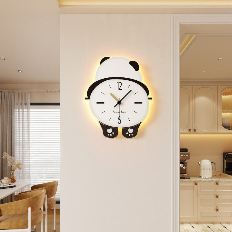 Shy Panda Creative Wall-Hanging Clock