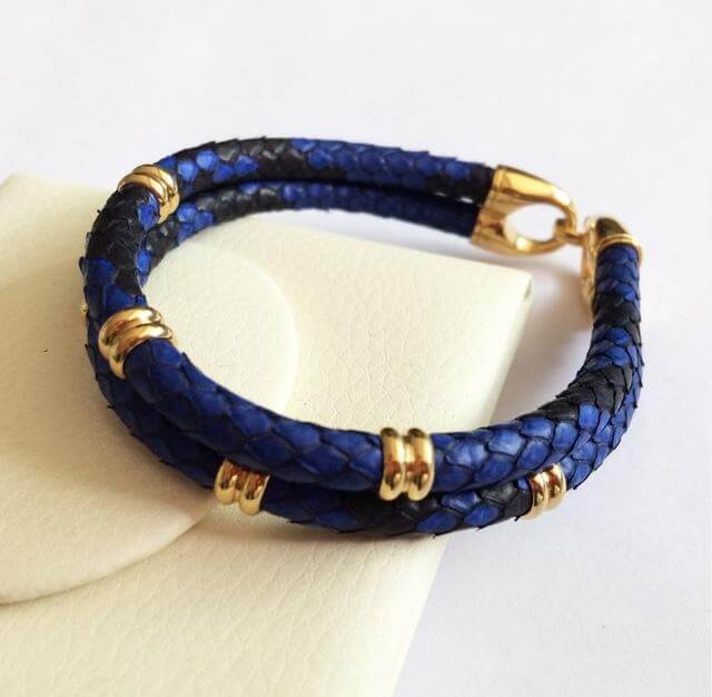 Black Python Skin Leather Bracelets